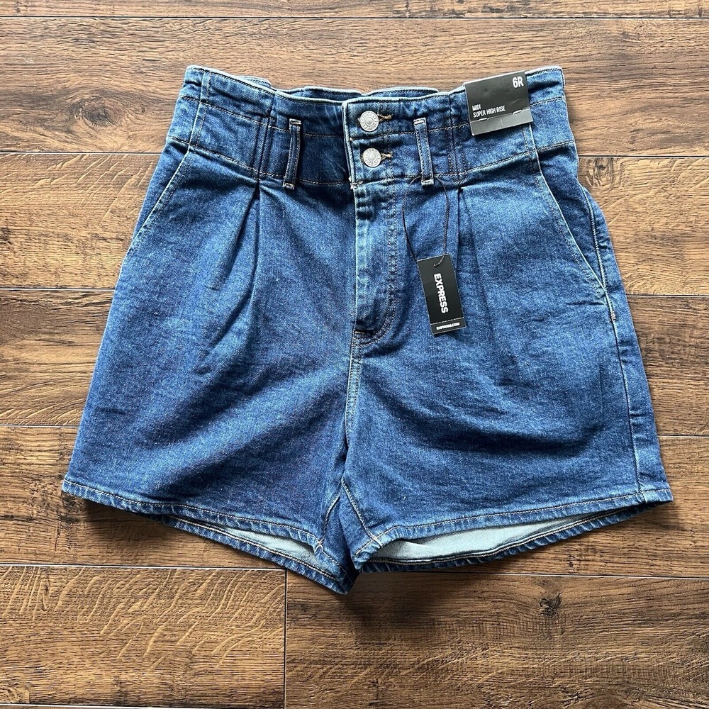 NWT Ruffled Express French Country Cottage Denim Shorty Shorts Women's Size 6